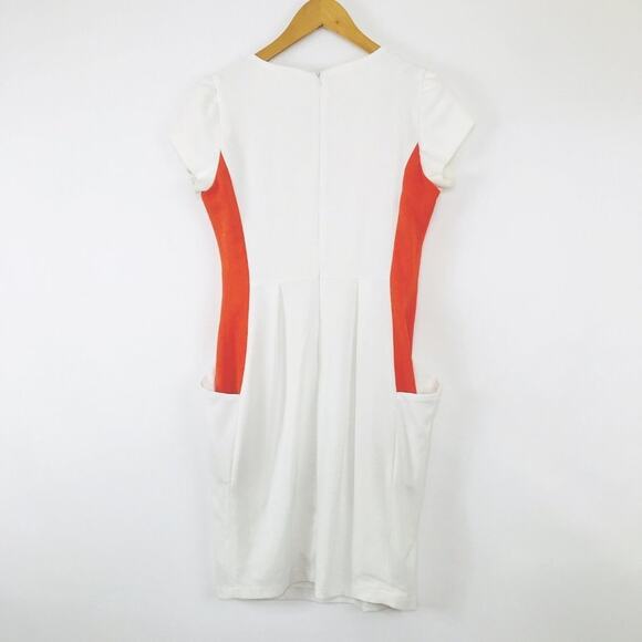 Esley for Lulus Orange White Woven Sheath Dress NWT - Picture 4 of 9